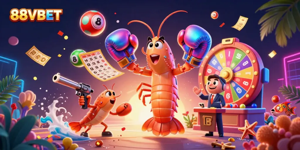 Engage with exciting online gaming at 88VBET featuring vibrant characters and dynamic lottery elements.