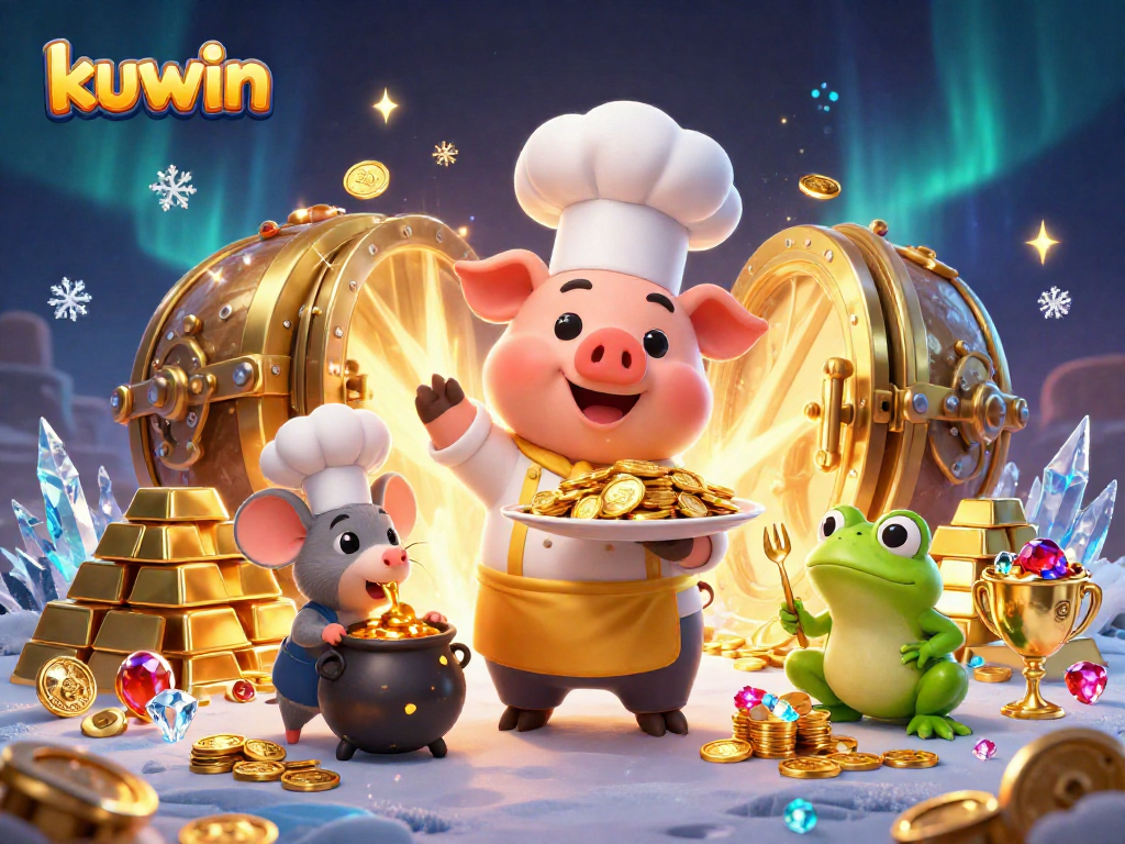 Kuwin delivers thrilling gaming experiences with vibrant gold treasures and characters in a casino environment.