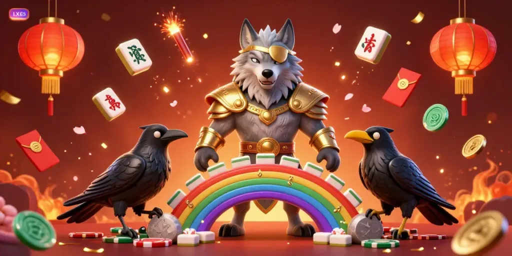 Experience the thrill of LX88 with a vibrant casino scene featuring Norse mythology-inspired characters amidst glowing elements.