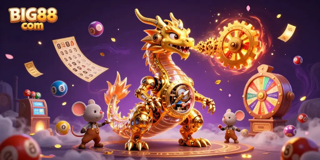 Experience the excitement of BIG88 com with vibrant gaming elements and dynamic characters in a colorful 3D world.
