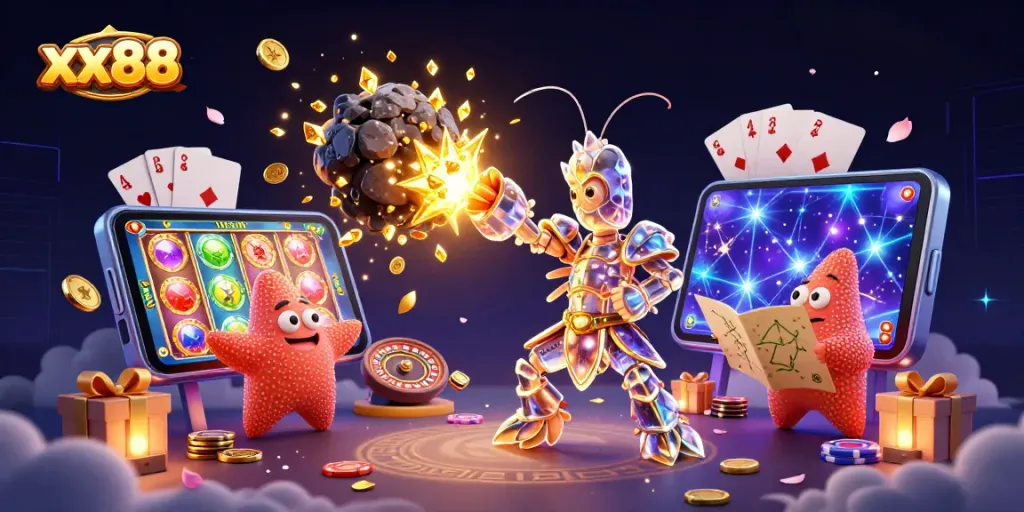 Engage in exciting xx88 gaming with vibrant characters and lush casino elements exploding with action.