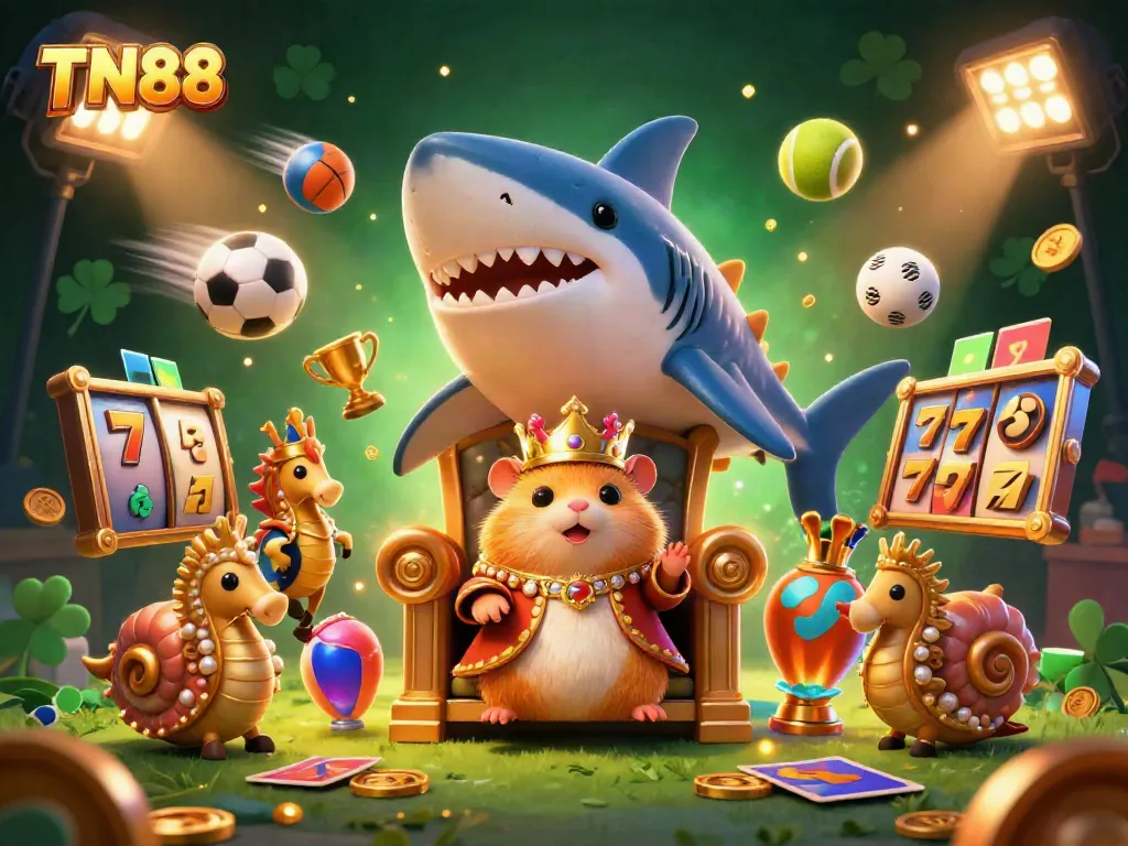 Experience exciting gameplay at TN88 with a mega throne, energetic characters, and dynamic slot elements.