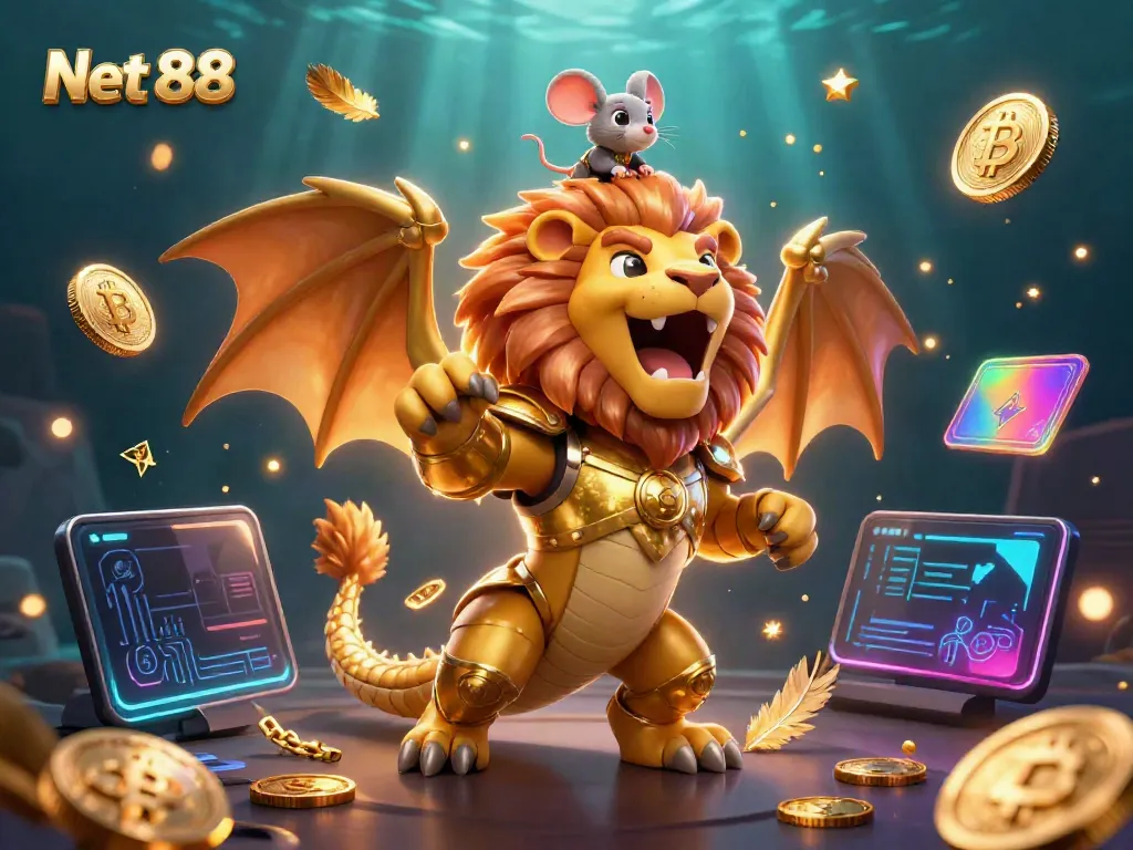 Experience thrilling gameplay at Net 88 featuring a roaring chimera with gaming elements.