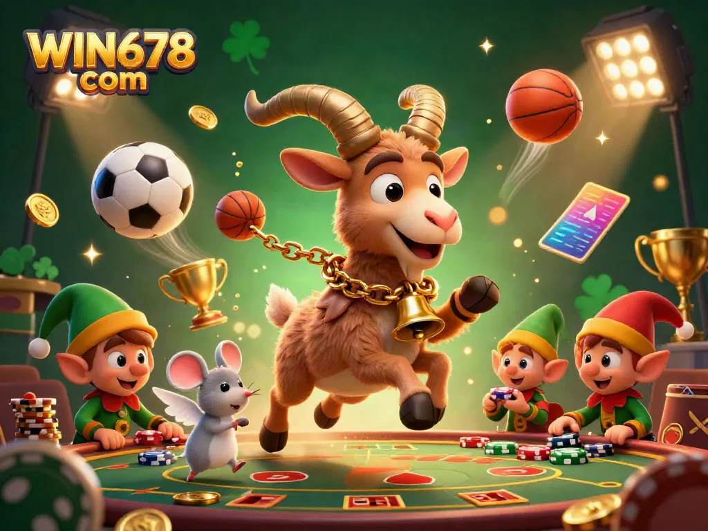 Experience the excitement of WIN678 com with a vibrant holiday-horror casino scene featuring whimsical characters amidst dynamic gaming elements.
