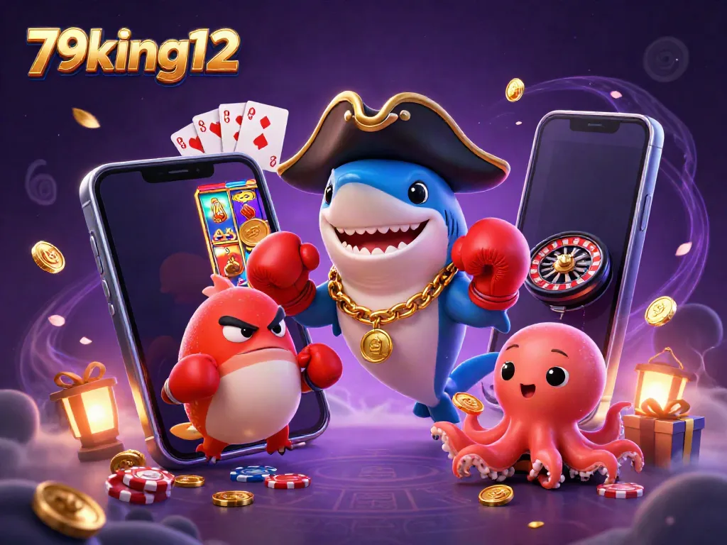 Engaging scene with 79king12 characters collecting casino coins and playing engaging games in a vibrant digital world.