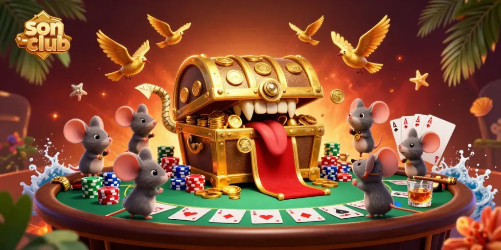 Engage in thrilling casino gameplay with sonclub as a treasure chest lures players with riches.