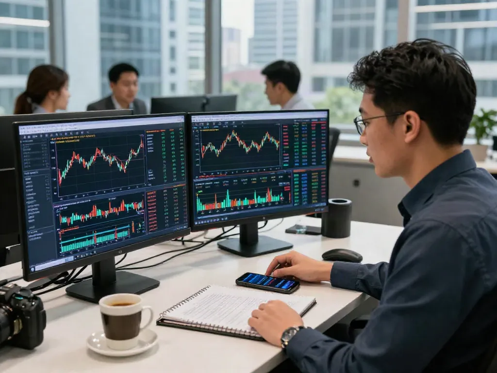 Analyse des tendances sur Couponeau avec plusieurs écrans dans un bureau moderne.