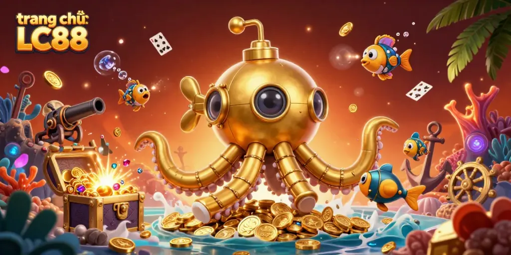 Experience the thrilling action of gambling at trang chủ LC88 with whimsical characters and treasure.