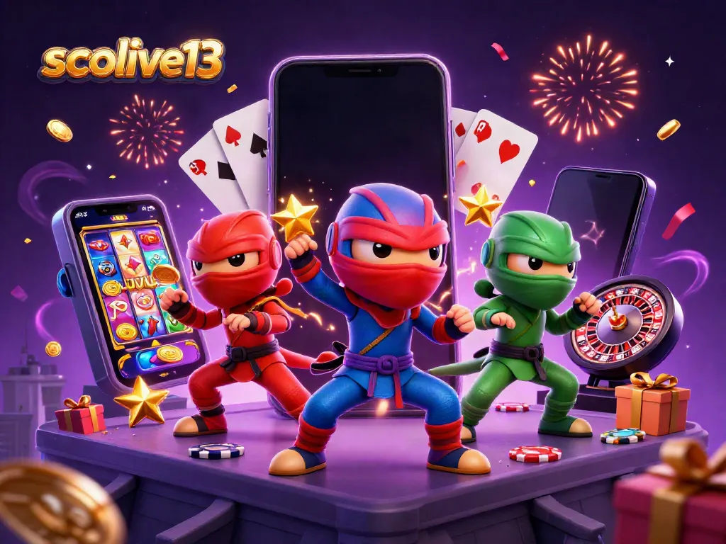 Socolive13 ninja chameleons showcase synchronized martial arts amidst captivating casino-themed elements.