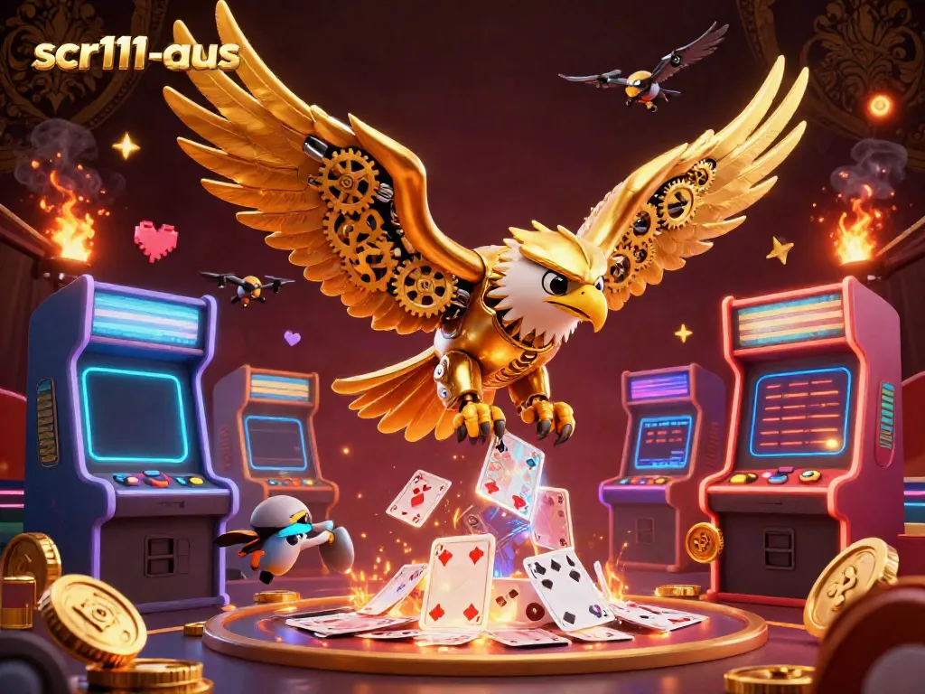 Experience thrilling gameplay at scr111-aus with a vibrant casino illustration featuring dynamic characters and playful game elements.