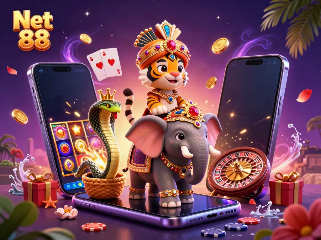 Enhance your gaming experience with Net 88's vibrant casino scene filled with treasures and excitement.