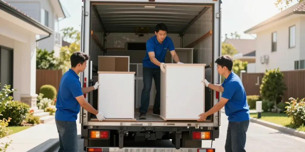 Services de déménageur Lausanne : Équipe professionnelle emballant des meubles avec soin.