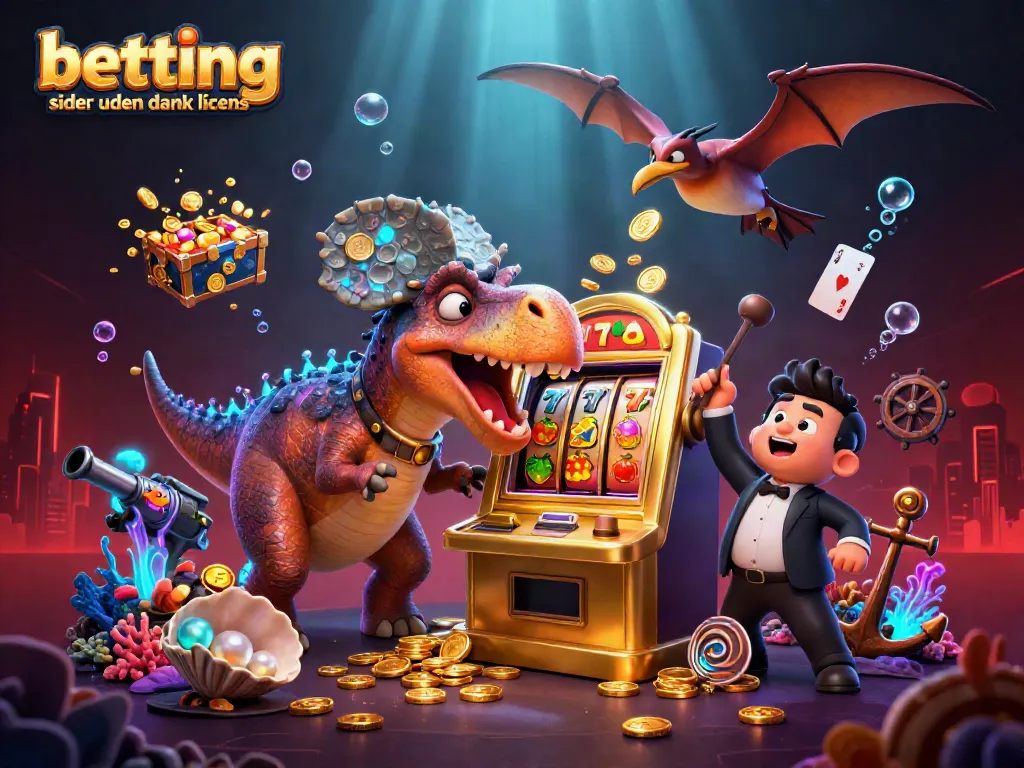 Catch flying coins at a jackpot with betting sider uden dansk licens in a vibrant casino fantasy scene.