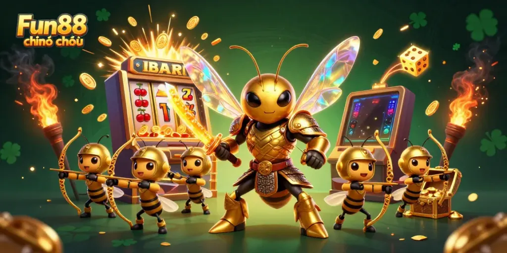Experience the thrill with Fun88 chính thức in this vibrant 3D casino scene, featuring gaming action and dynamic characters.