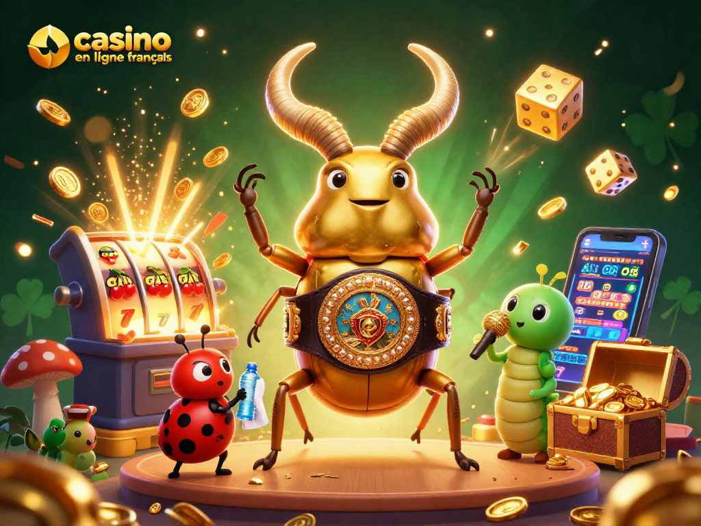 Illustrez votre expérience de jeu avec le casino en ligne français dans une scène colorée et dynamique.