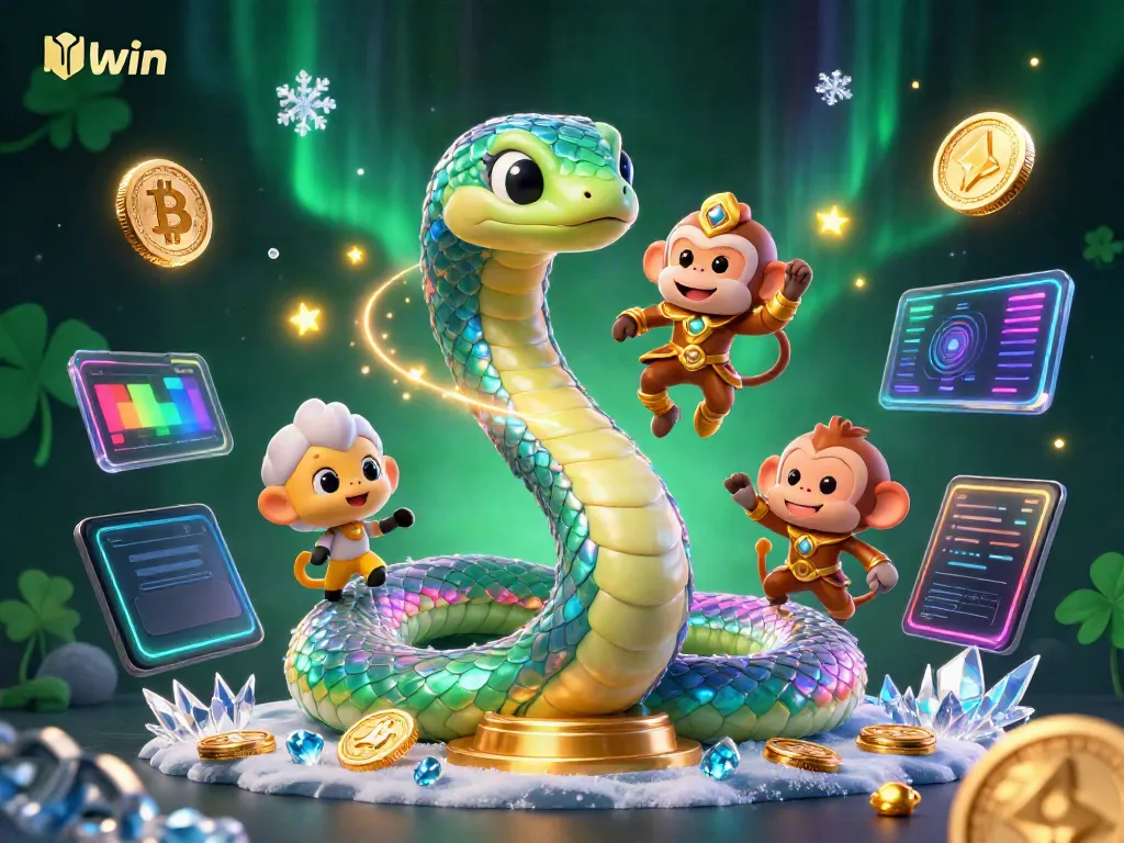 Engage with LLwin, where a rainbow serpent coils around a pillar amidst vibrant casino elements.