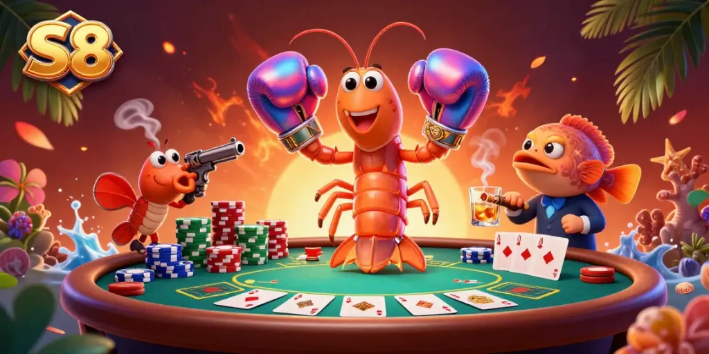 S8 showcases high-stakes poker with vibrant characters and dynamic gaming elements.