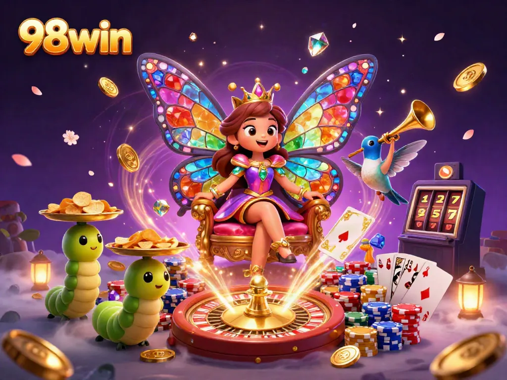 Experience thrilling games and vibrant features inspired by 98win, showcasing dazzling casino elements.